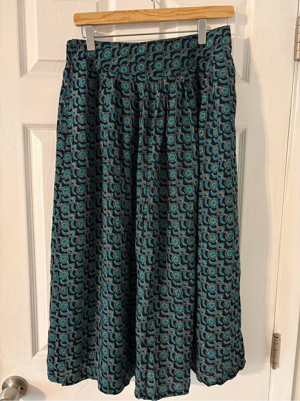 90s Vintage 2 Piece Skirt Set Eyelet Collar Rayon Made in USA L - Picture 10 of 10